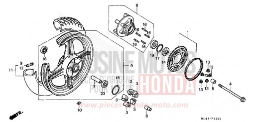 ROUE ARRIERE CB450SG de 1986